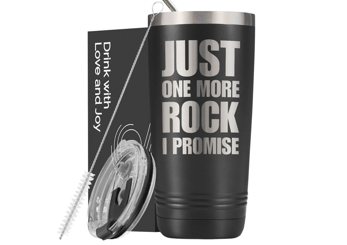 Onebttl tumbler con inscripción humor geológica, ideal para aficionados a las rocas.