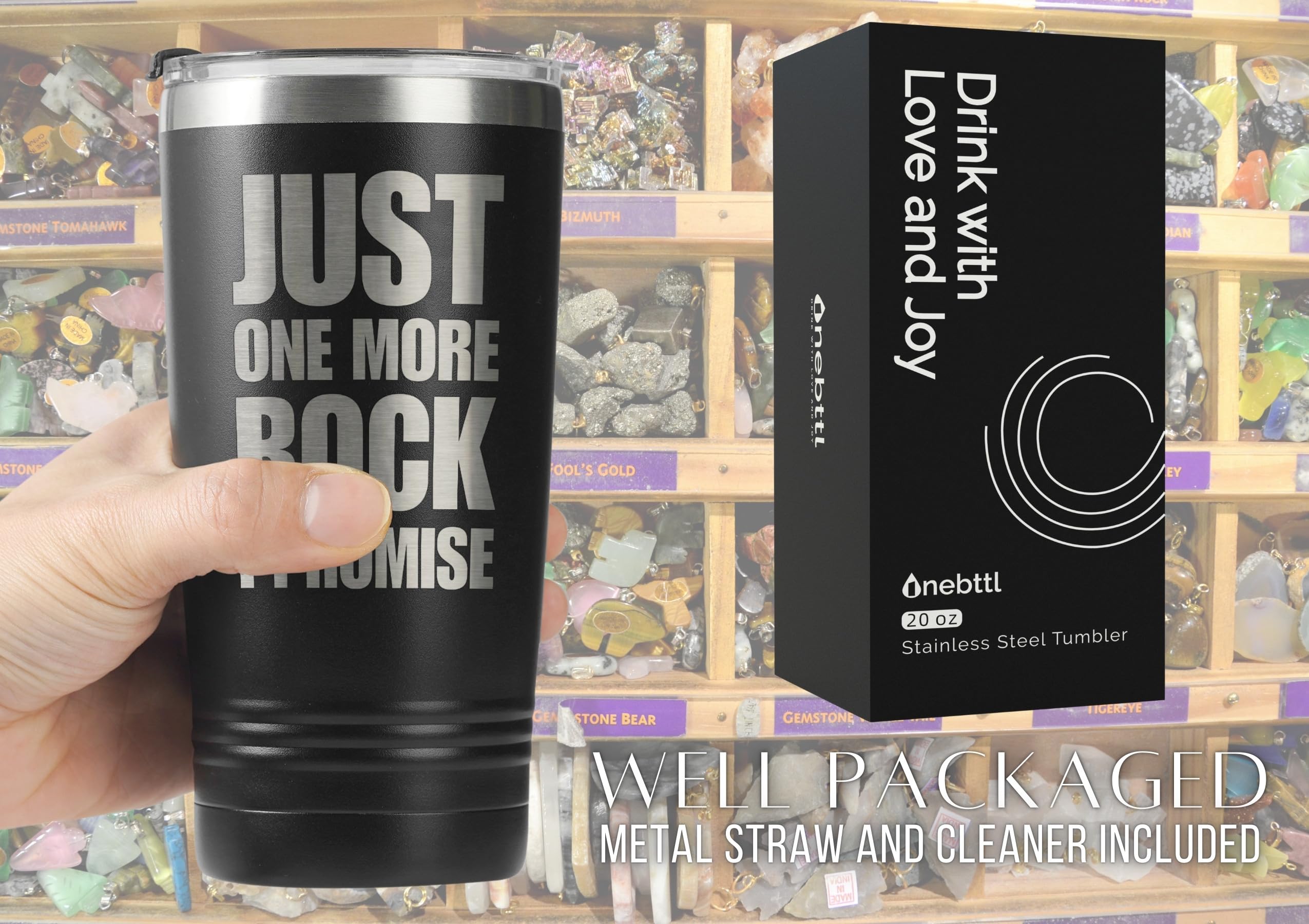 Onebttl tumbler, regalo ideal para geólogos y coleccionistas de rocas.