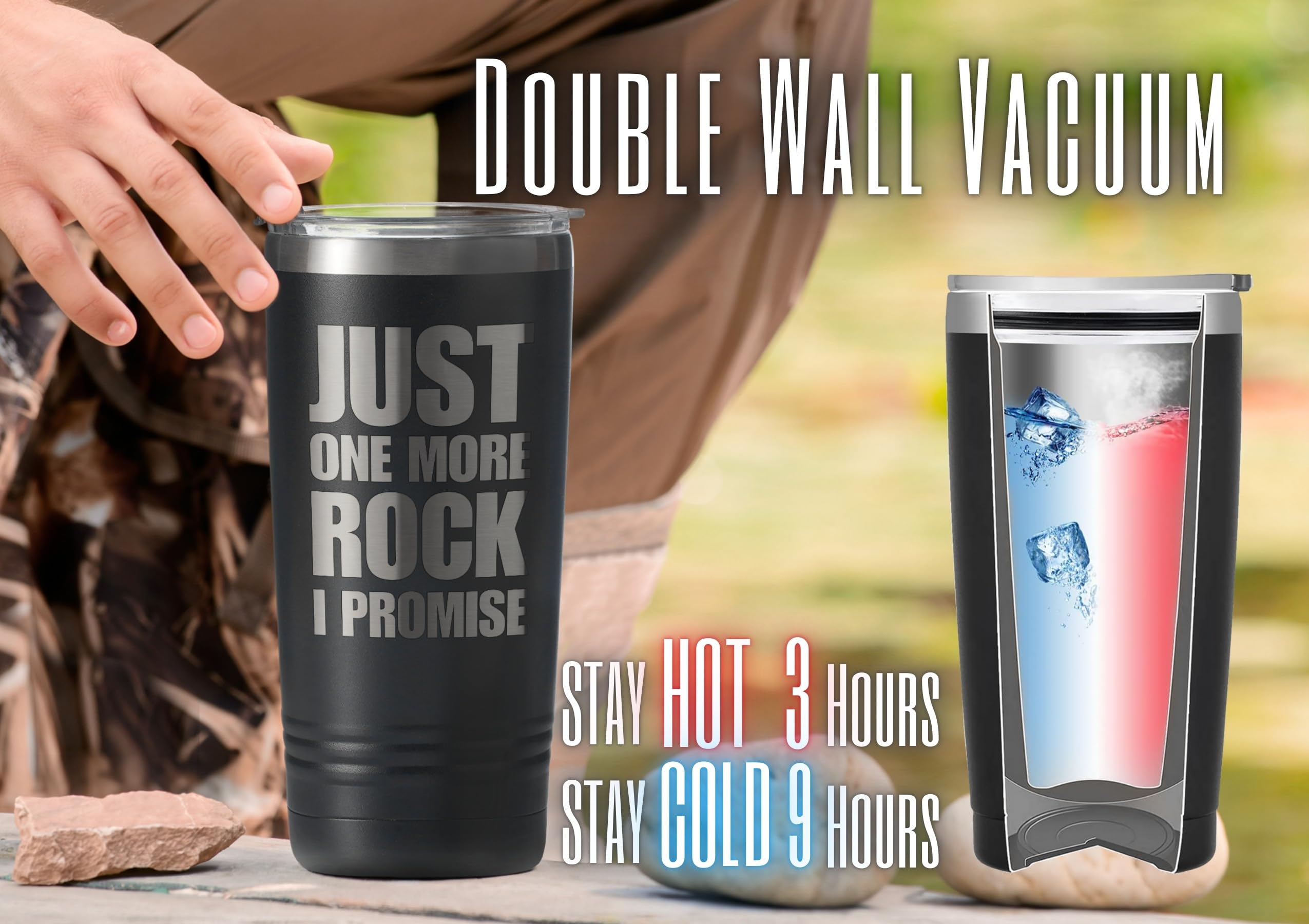Onebttl tumbler ideal para uso en campo y actividades al aire libre.