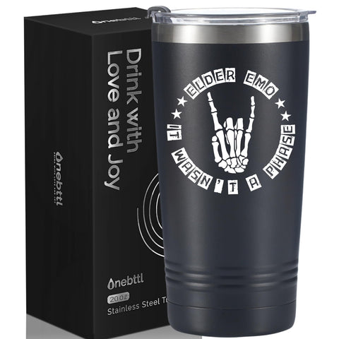 Onebttl tumbler Goth calavera, diseño impactante y tapa hermética para llevar