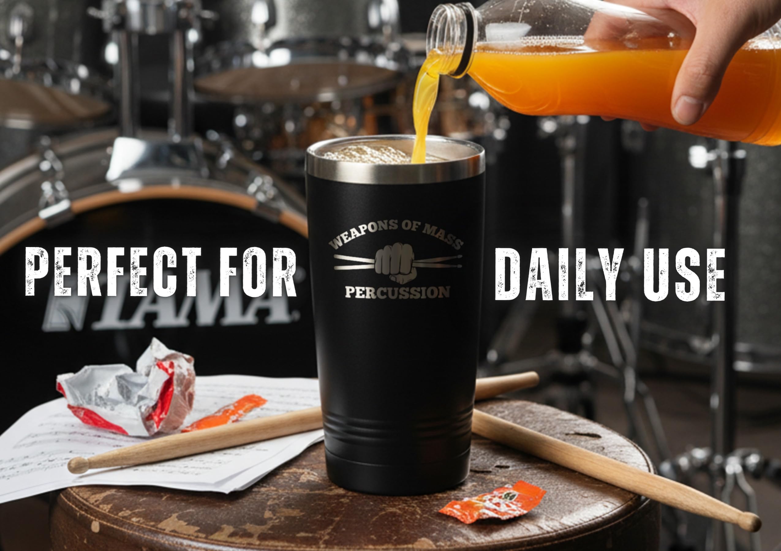 Onebttl tumbler con grabado láser de armas de percusión.