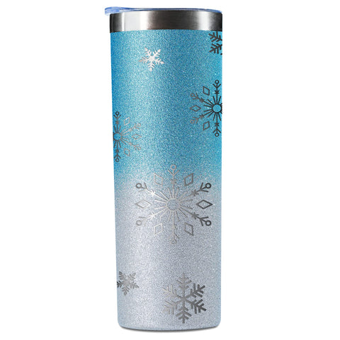 Onebttl tumbler regala invierno con destellos de nieve azul y plata, regalo duradero