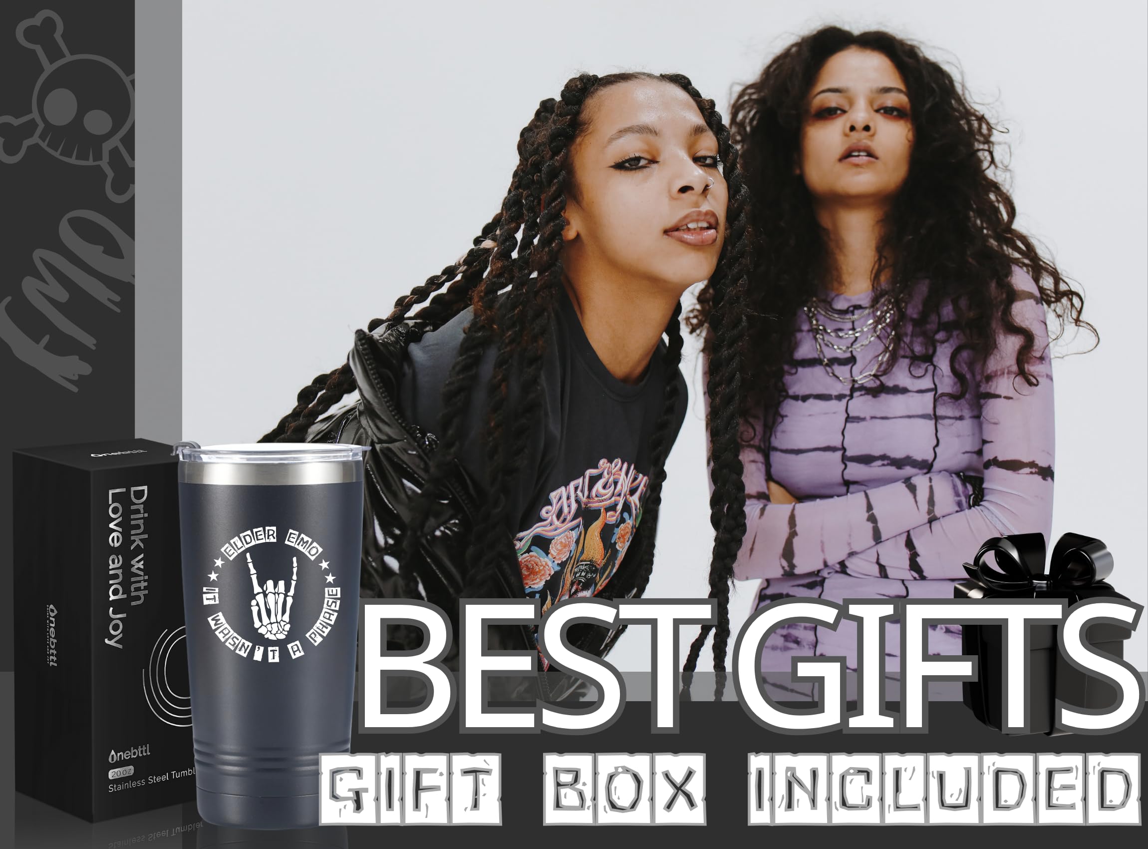 Onebttl tumbler uso diario emo, ideal para café o bebidas frías