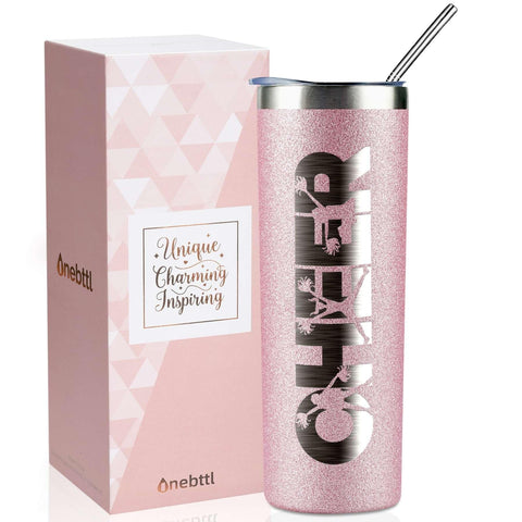 Onebttl vaso animadora brillo rosa dorado 20oz, ideal para bebidas durante entrenamientos.