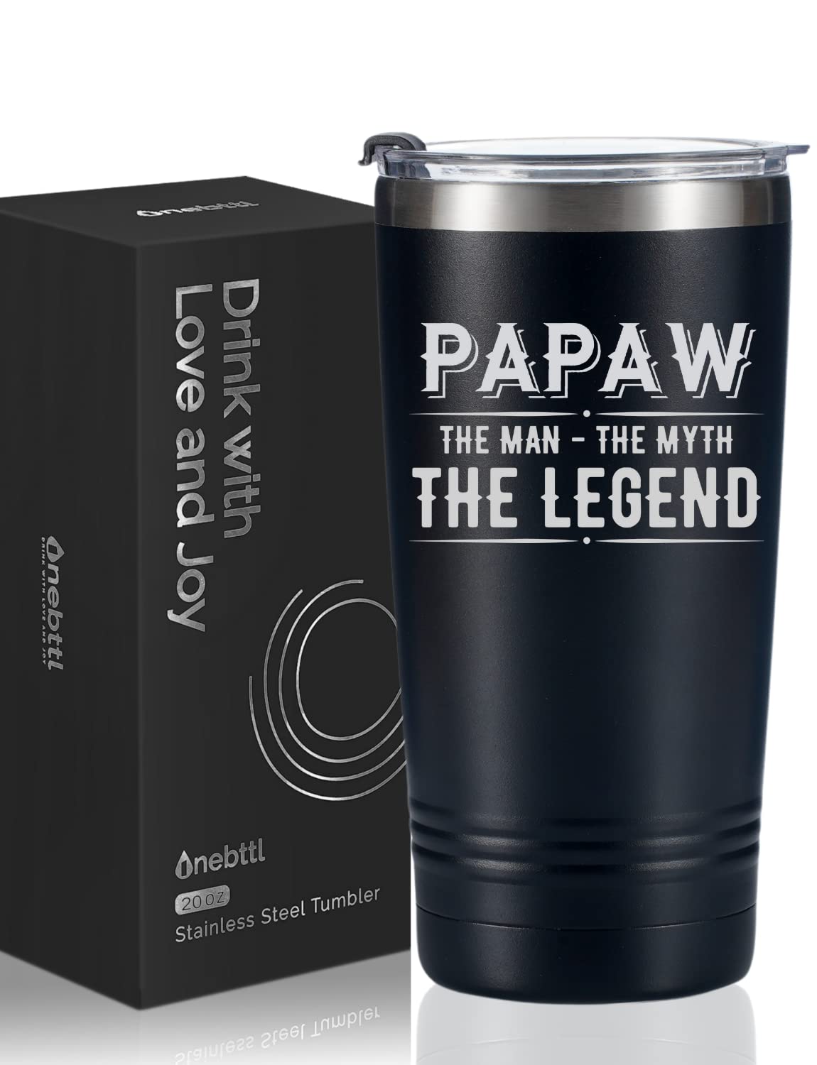 Onebttl vaso térmico 20oz con tapa negra, ideal regalo de nietos para abuelo.