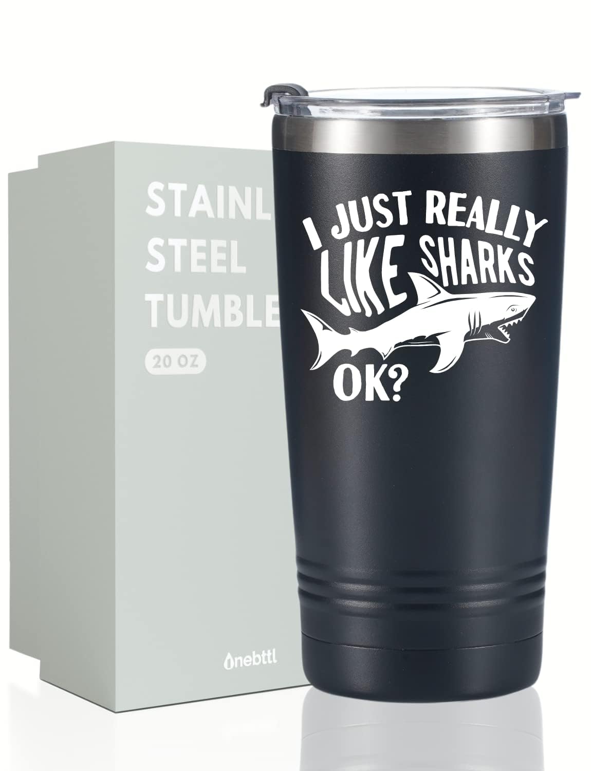 Onebttl vaso termico tiburon frente, ideal para llevar cafe en trayectos