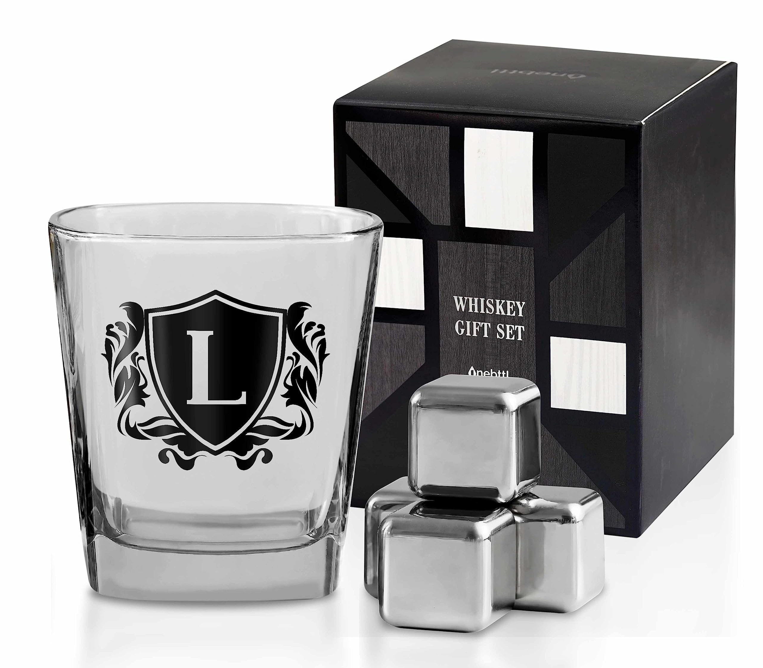 Onebttl vaso whisky inicial personalizado: regalo único con inicial grabada para un toque personal.