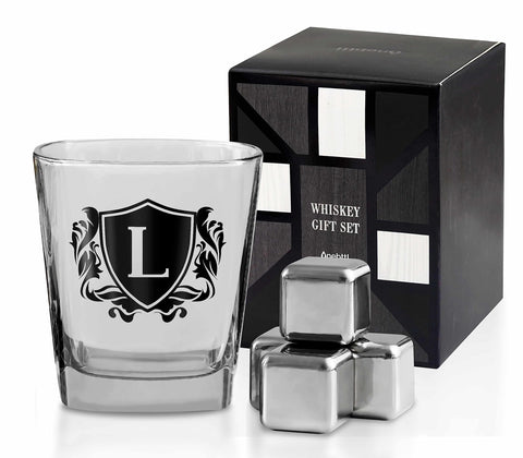 Onebttl vaso whisky inicial personalizado: regalo único con inicial grabada para un toque personal.