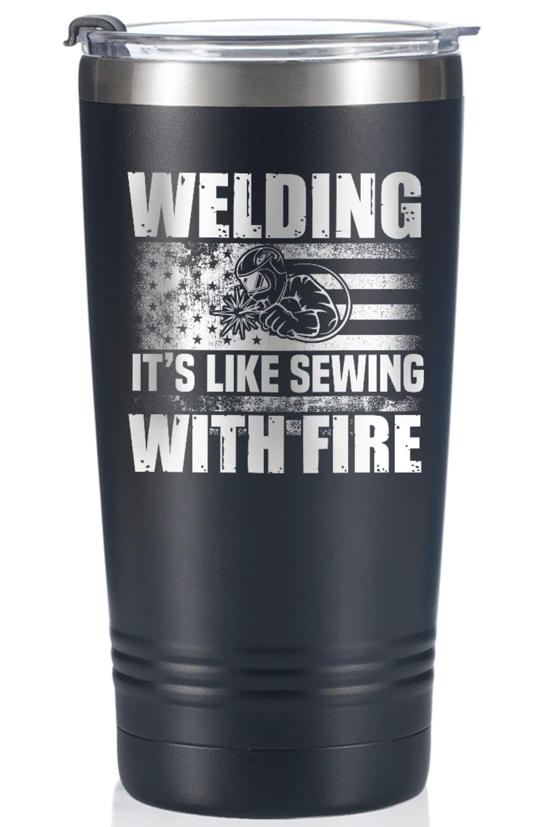 Onebttl Welder vaso termico 20 onzas negro, frente, para bebidas frías o calientes.