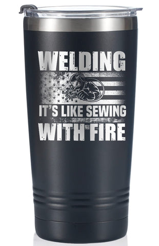 Onebttl Welder vaso termico 20 onzas negro, frente, para bebidas frías o calientes.