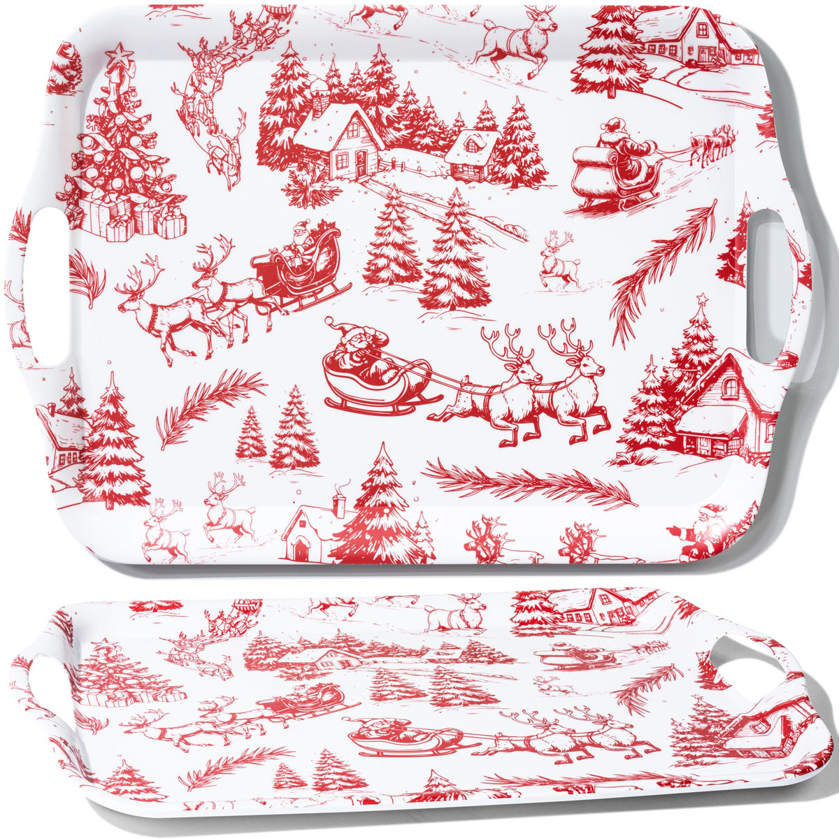 Bandejas ONEderful de Navidad dobles, 18x13, para servir platos grandes.