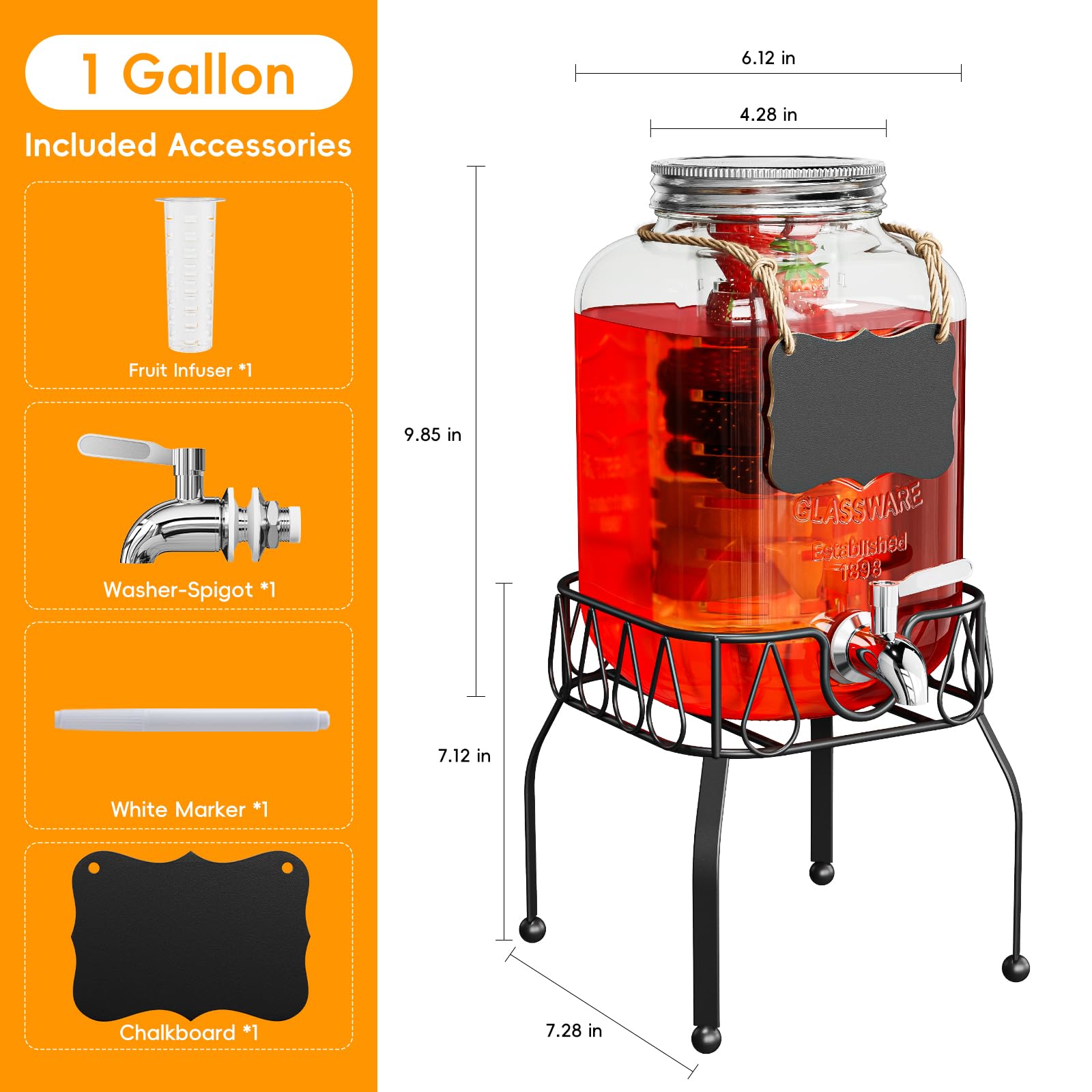 Dispensador OneDream con vidrio y grifo inoxidable para servicio fluido.