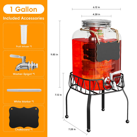 Dispensador OneDream con vidrio y grifo inoxidable para servicio fluido.
