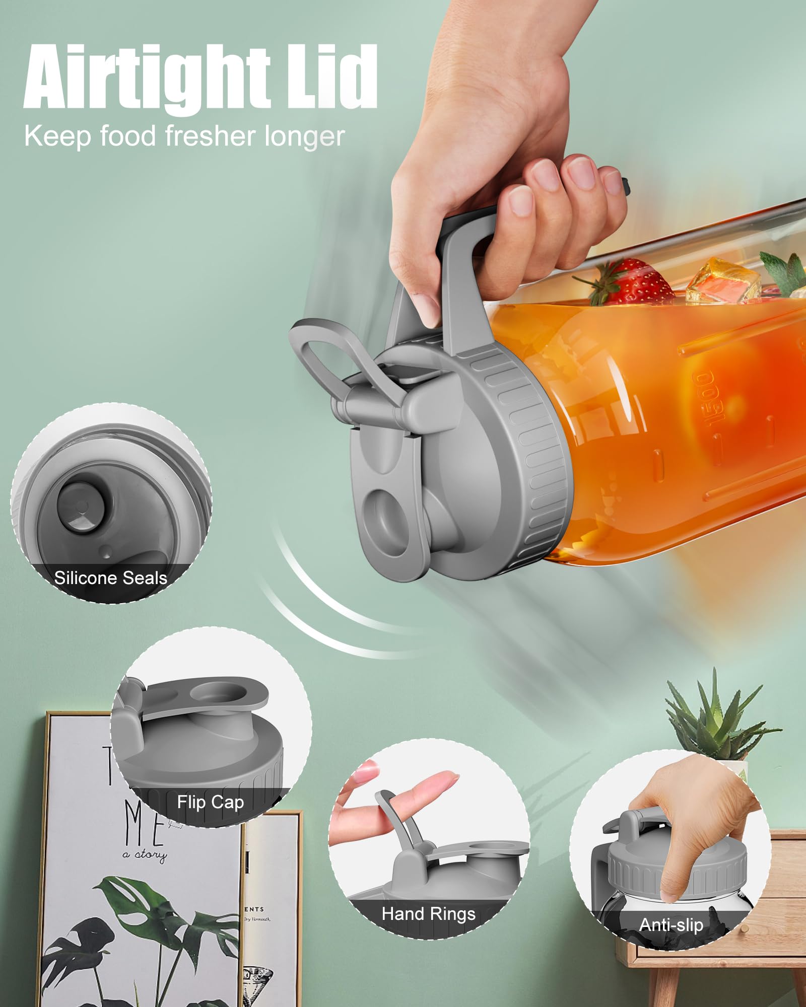 OneDream boca ancha facilita añadir hielo, frutas y hierbas.
