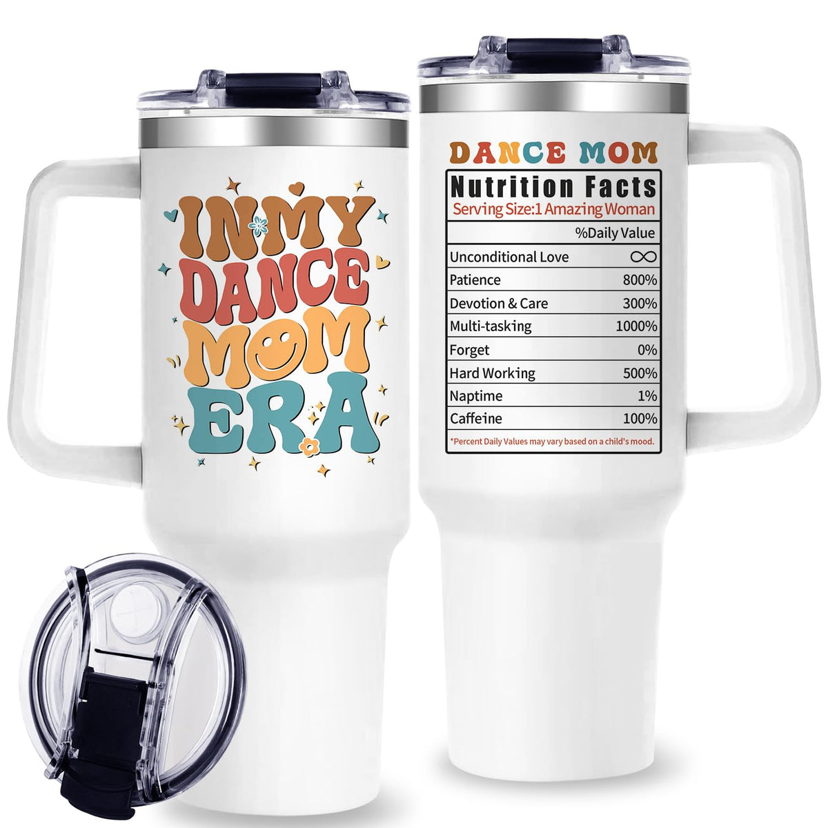OneGemn Danza Mamá Tumbler con tapa, ideal para viajes y bebidas seguras.