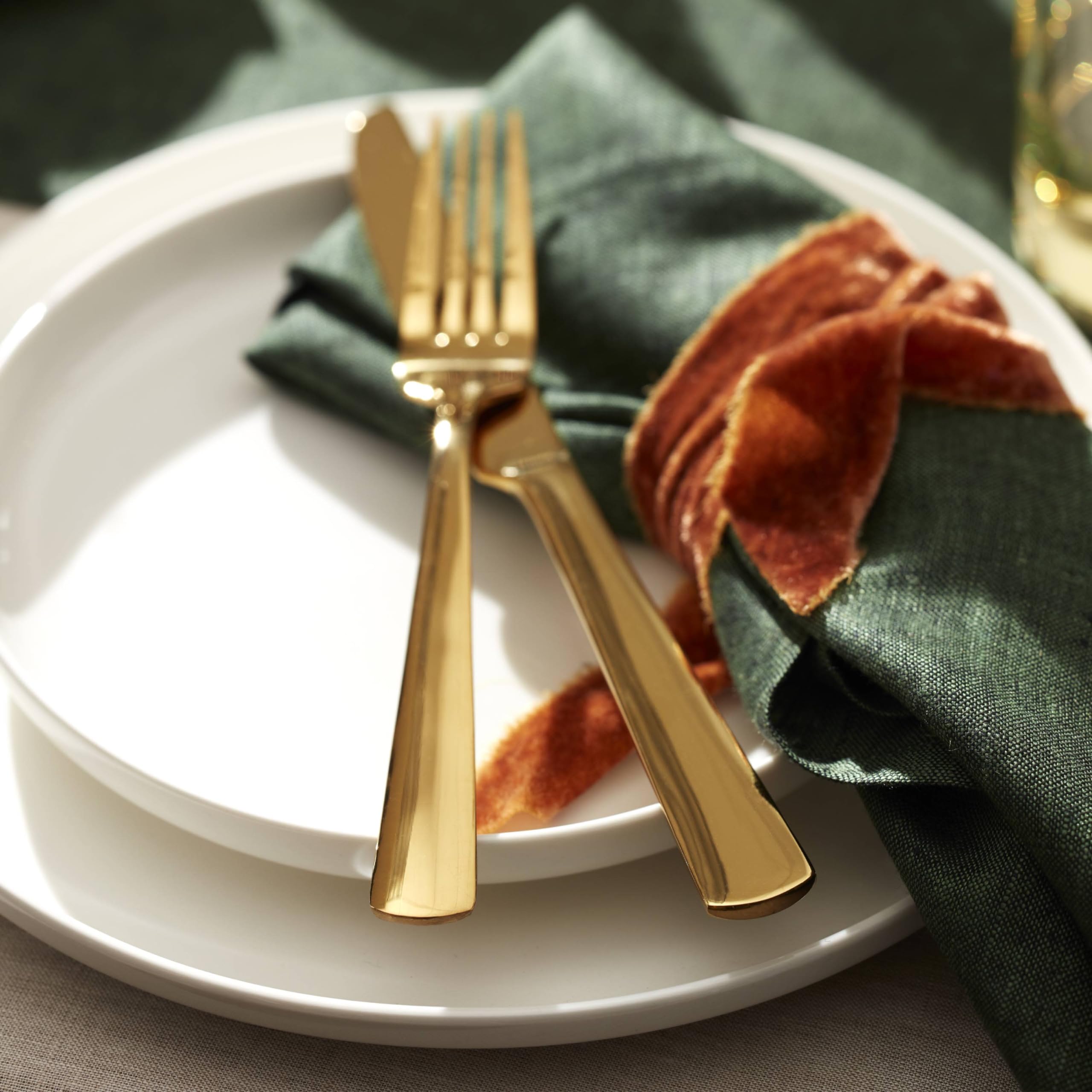Oneida Aptitude Gold 20pc tenedores de ensalada robustos y elegantes.