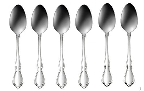 Oneida Chateau cucharas de té, juego de 6, acero inoxidable 18/8, duraderas para uso diario.