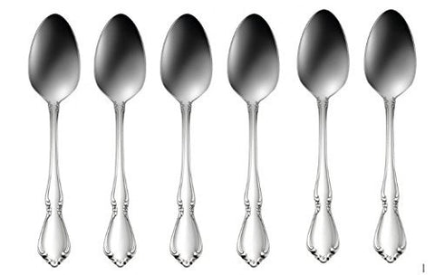 Oneida Chateau cucharas de té, juego de 6, acero inoxidable 18/8, duraderas para uso diario.