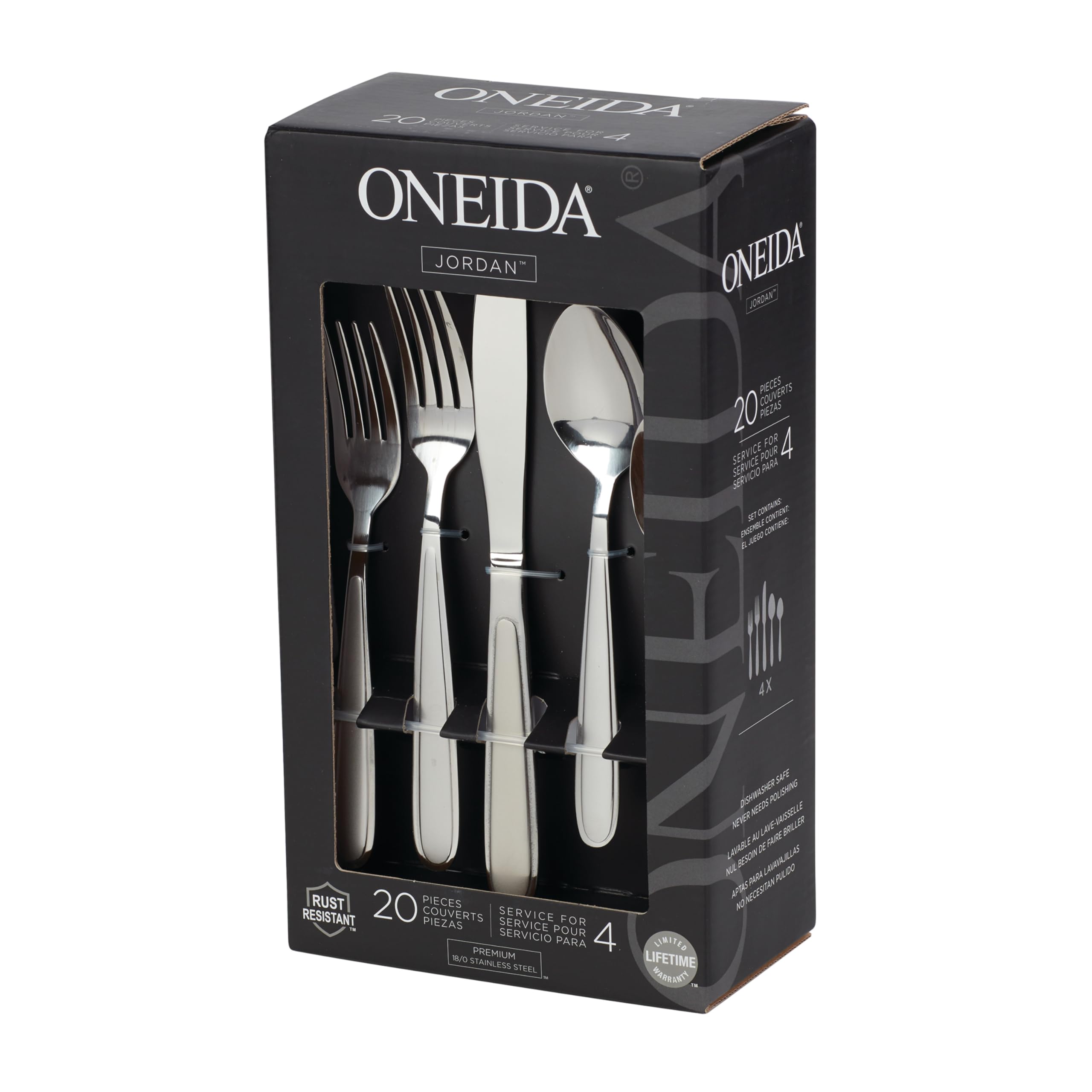 Oneida Jordan, uso diario en la mesa: set práctico para cada comida.