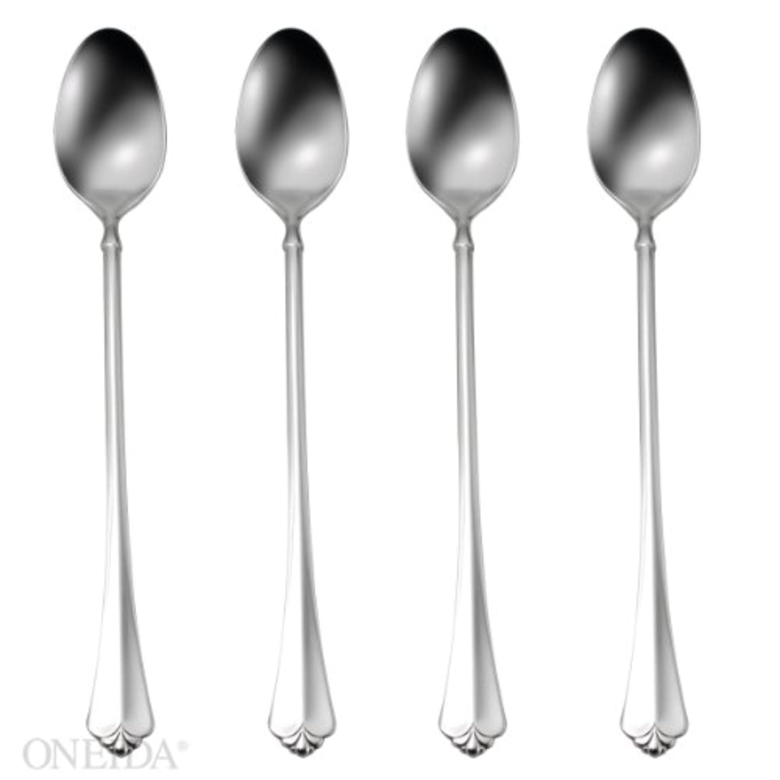 Oneida Juilliard, cucharas te altas, acabado espejo, ideales para veladas elegantes.