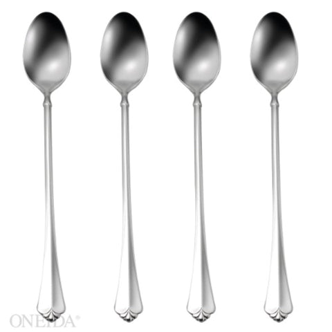 Oneida Juilliard, cucharas te altas, acabado espejo, ideales para veladas elegantes.