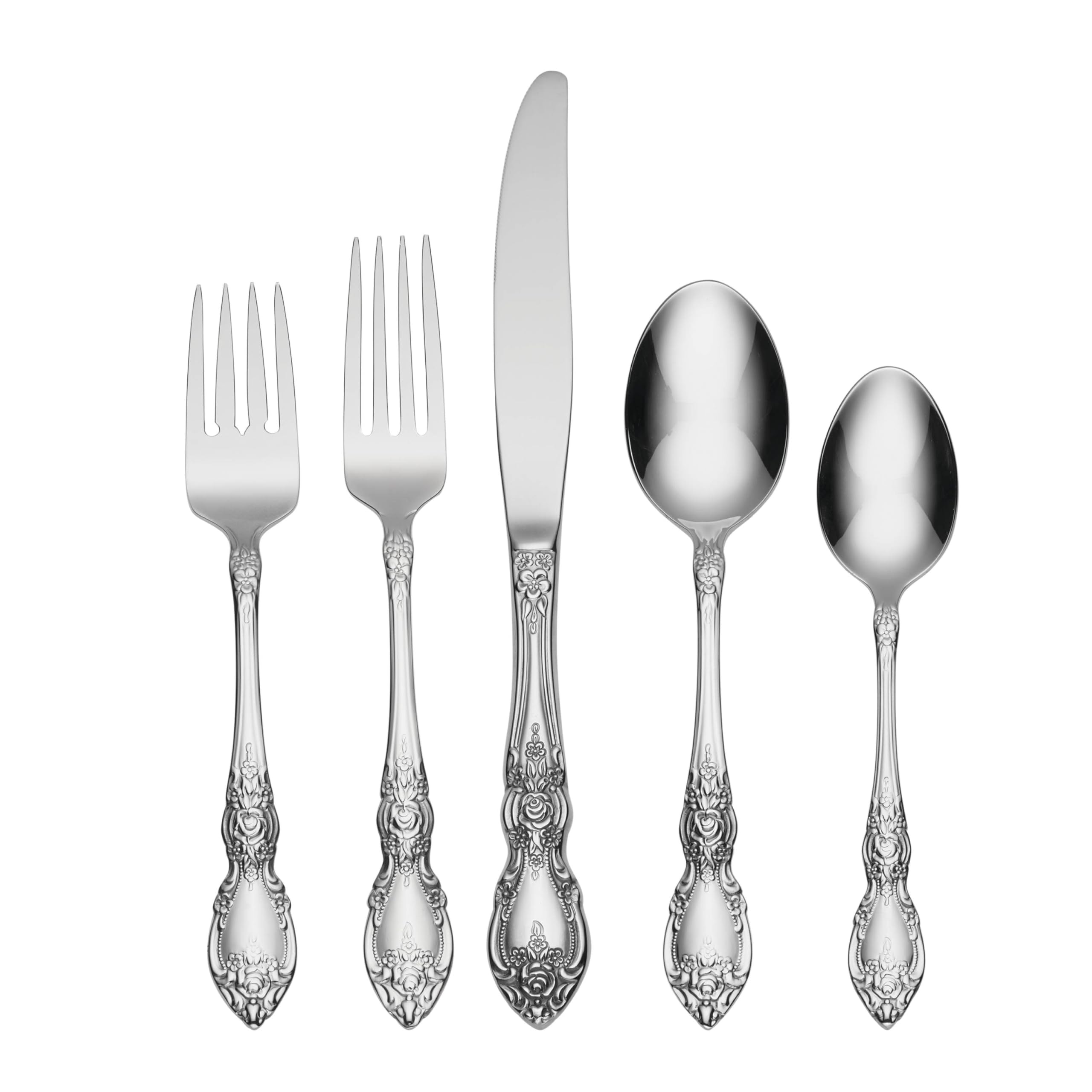 Oneida Wordsworth, tenedor de cena, mango floral y acabado elegante para cenas formales.