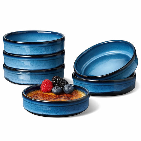Ramequines ONEMORE 4 oz azules para hornear, porciones individuales para postres.