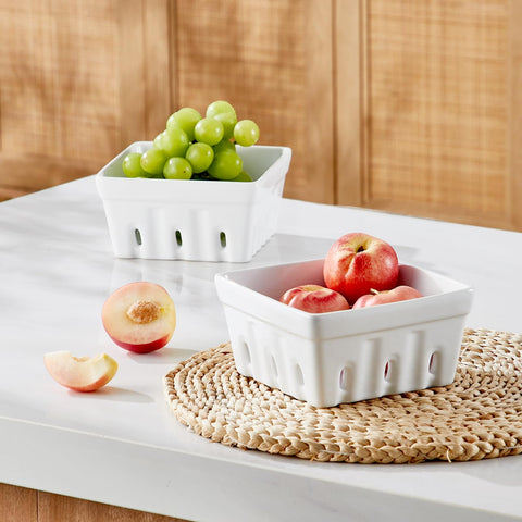 ONEMORE bandeja frutas cerámica blanca ideal para almacenamiento.