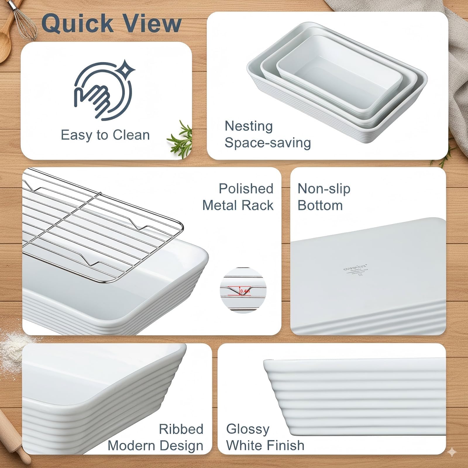 ONEMORE bandeja rectangular para horno con diseño práctico