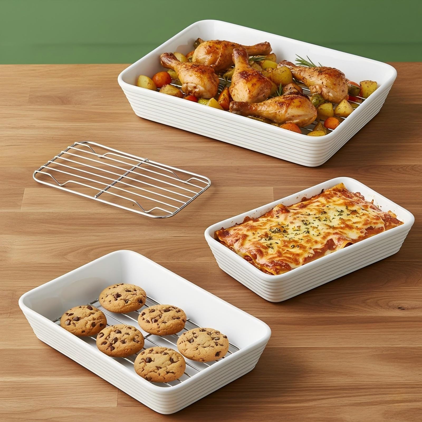 ONEMORE bandeja rectangular pequeña con rejilla para porciones individuales