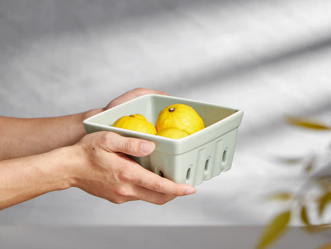 ONEMORE cuenco cerámico para lavar bayas y verduras con drenaje.