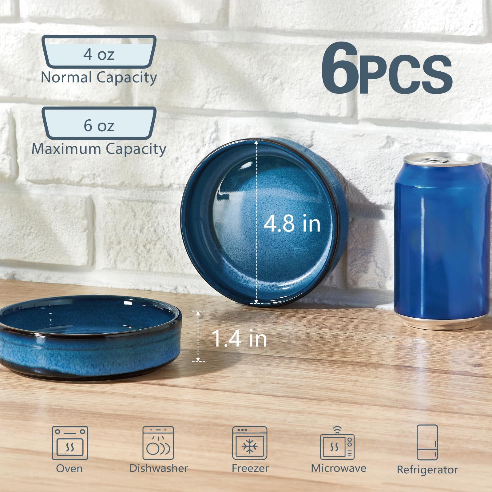 Conjunto apilable ONEMORE, ramequines cerámica para ahorro de espacio en la cocina.
