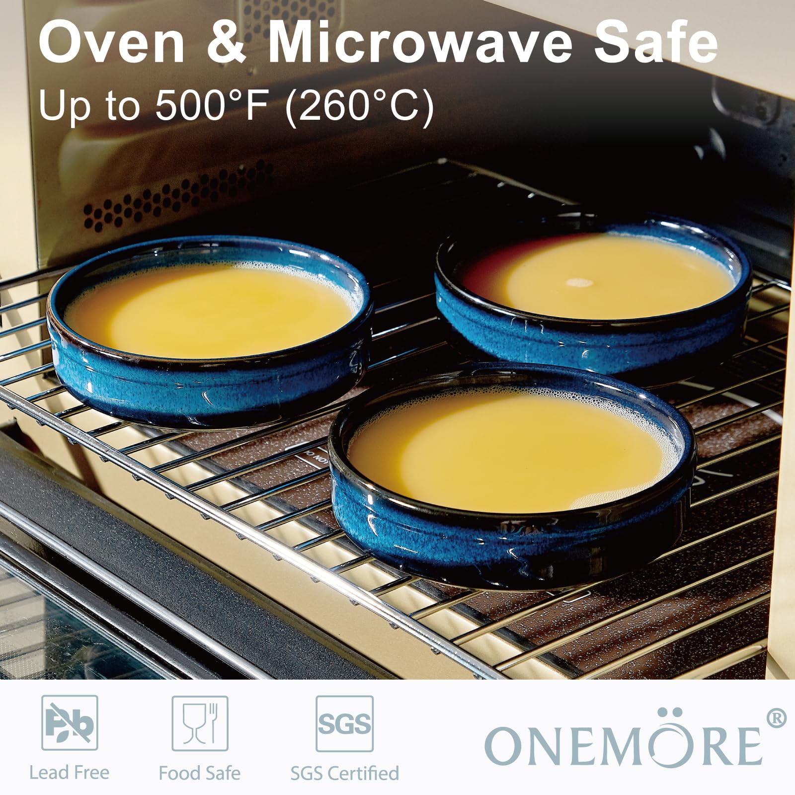 Conjunto ONEMORE de ramequines de cerámica, seis unidades para servir postres con estilo.