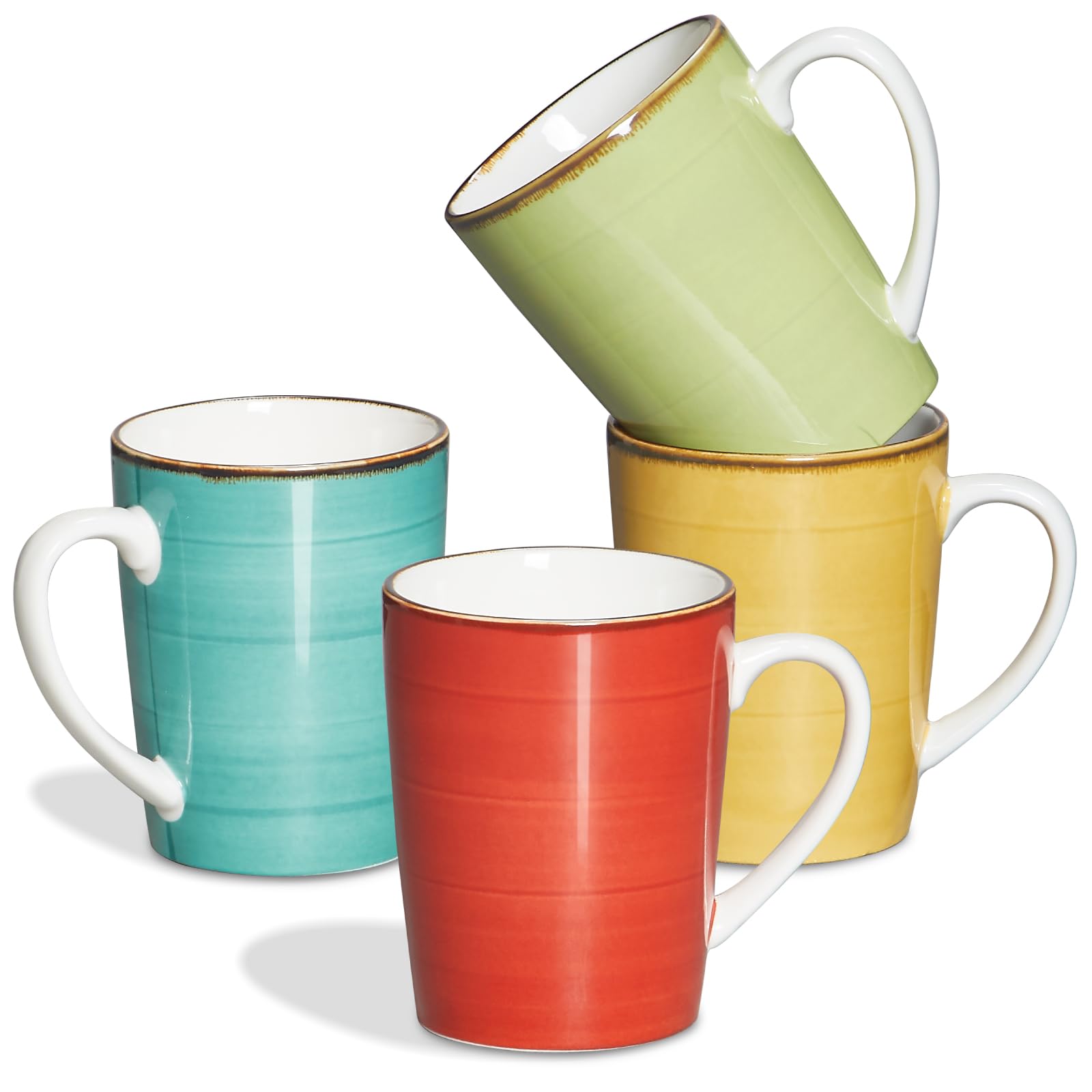 ONEMORE tazas cerámicas de 16 onzas, conjunto colorido para desayunos y bebidas