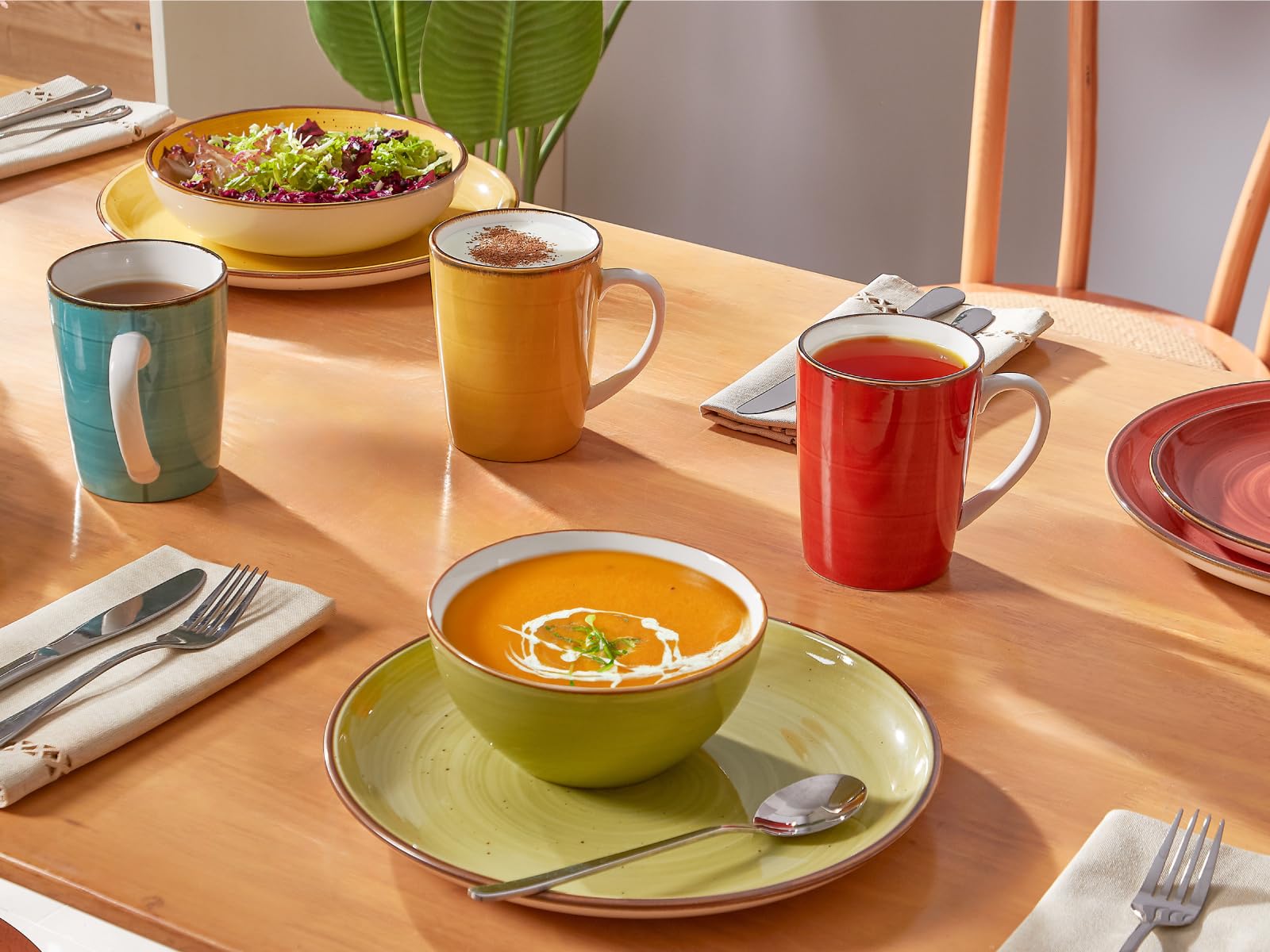 ONEMORE tazas cerámicas aptas para lavavajillas para limpieza fácil