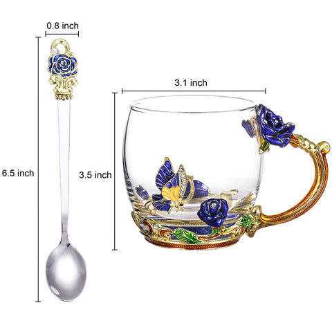 OnePeng-cuchara esmaltada mariposa rosas, acompaña la taza para combinar regalo funcional.