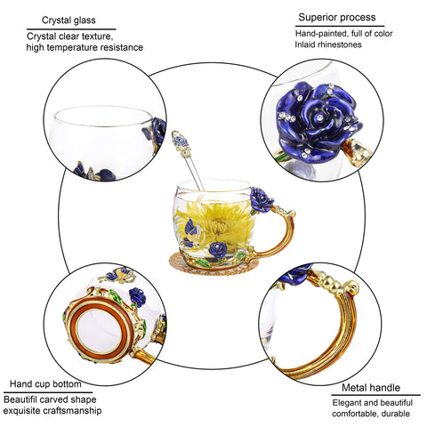 OnePeng-taza esmaltada de cristal claro, opción segura sin plomo ni metales pesados.