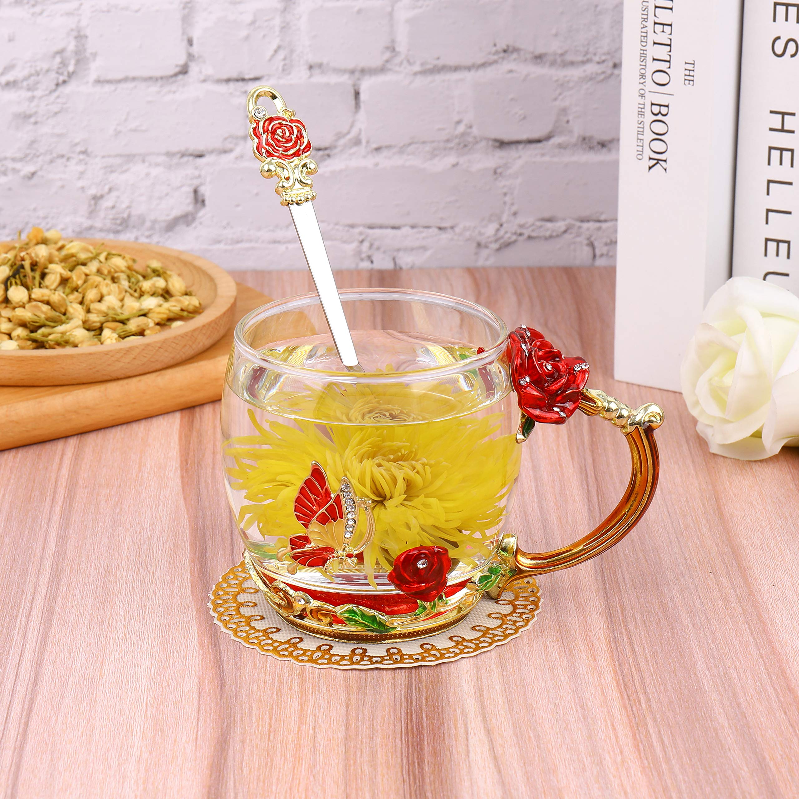 onepeng taza y cucharita a juego, conjunto práctico para infusiones.