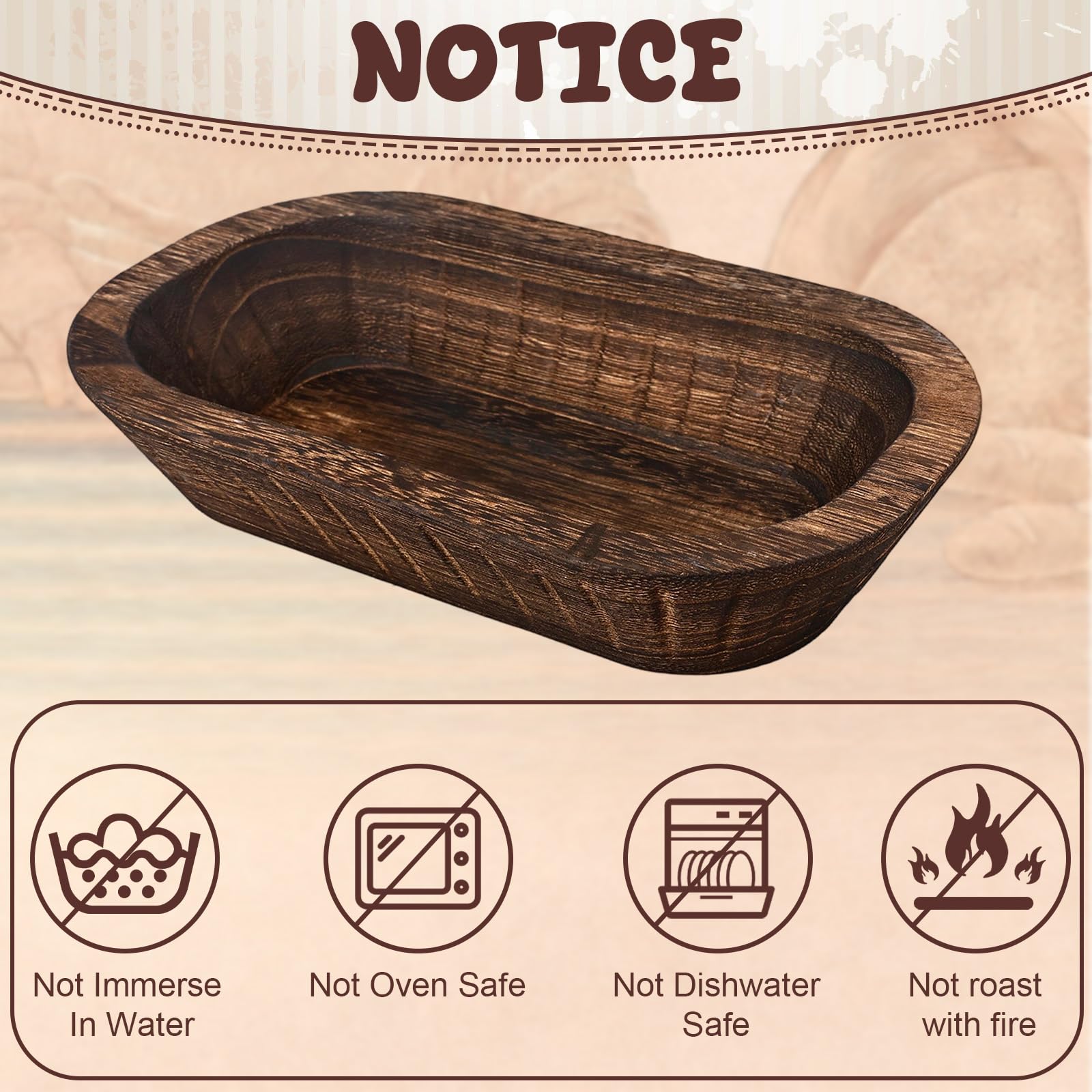 ONESIXEC cuencos decorativos de madera con textura natural para estilo rústico