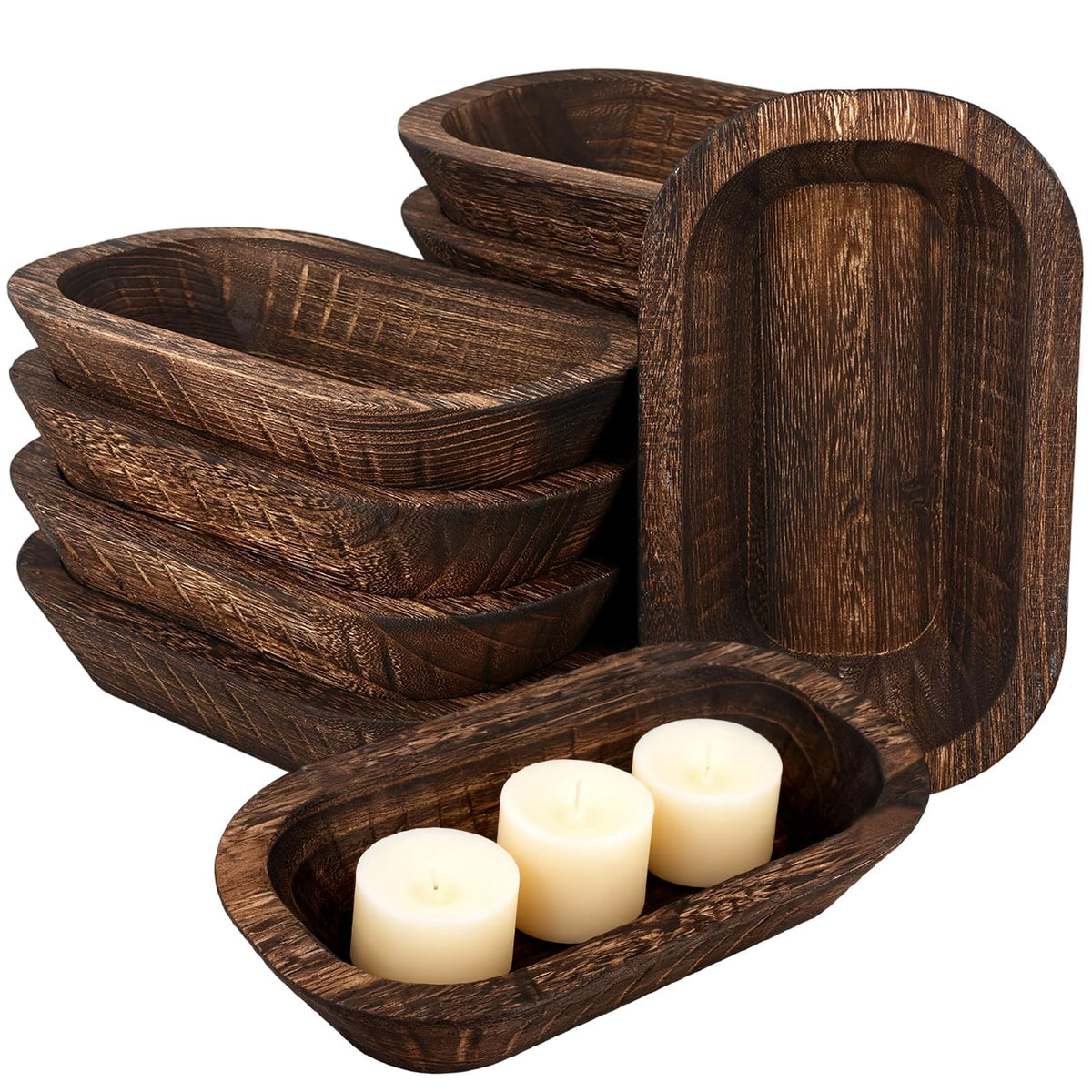 ONESIXEC juego de 10 cuencos de madera artesanales para llaves y objetos pequeños