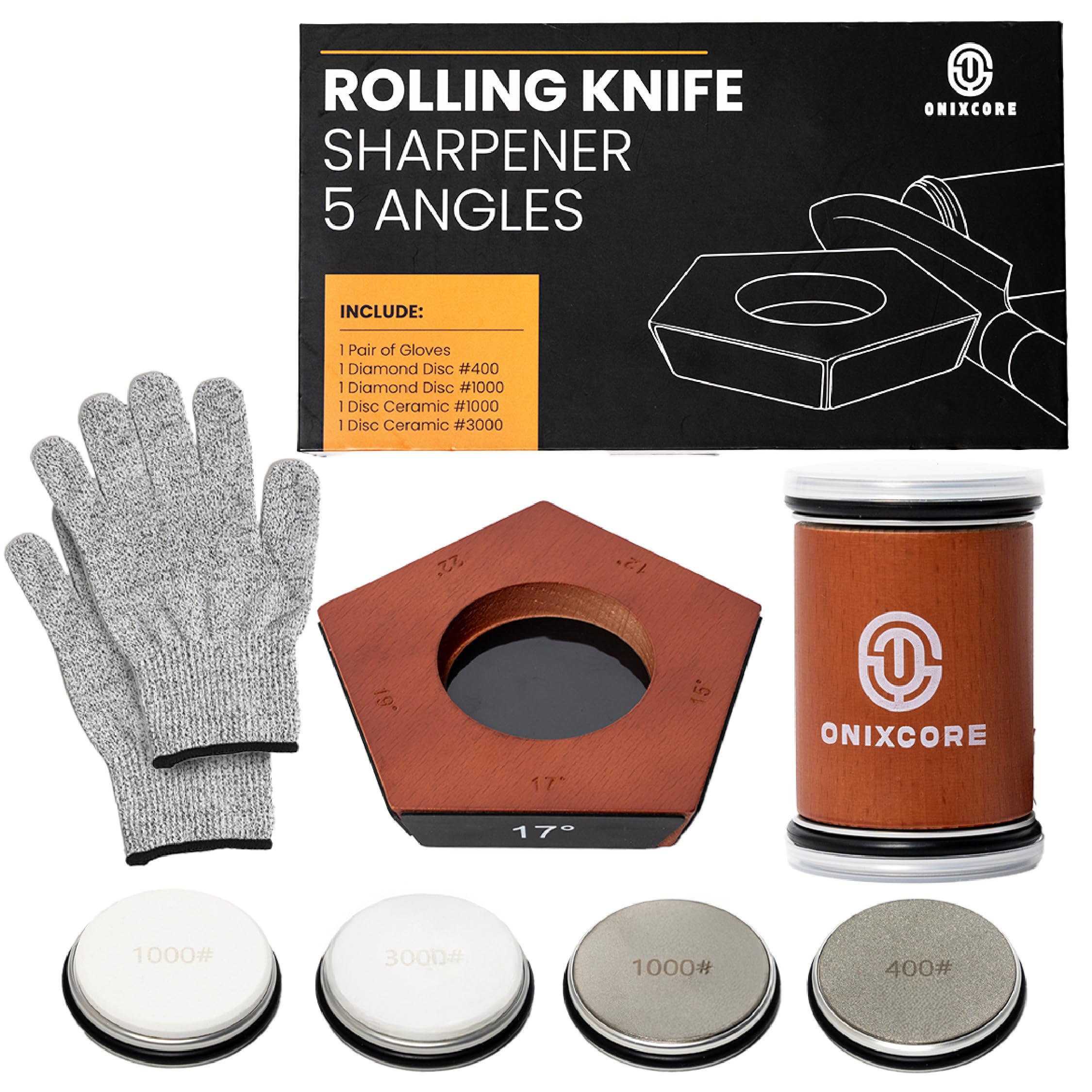 ONIXCORE afilador rodante con base de madera estable para afilar con control