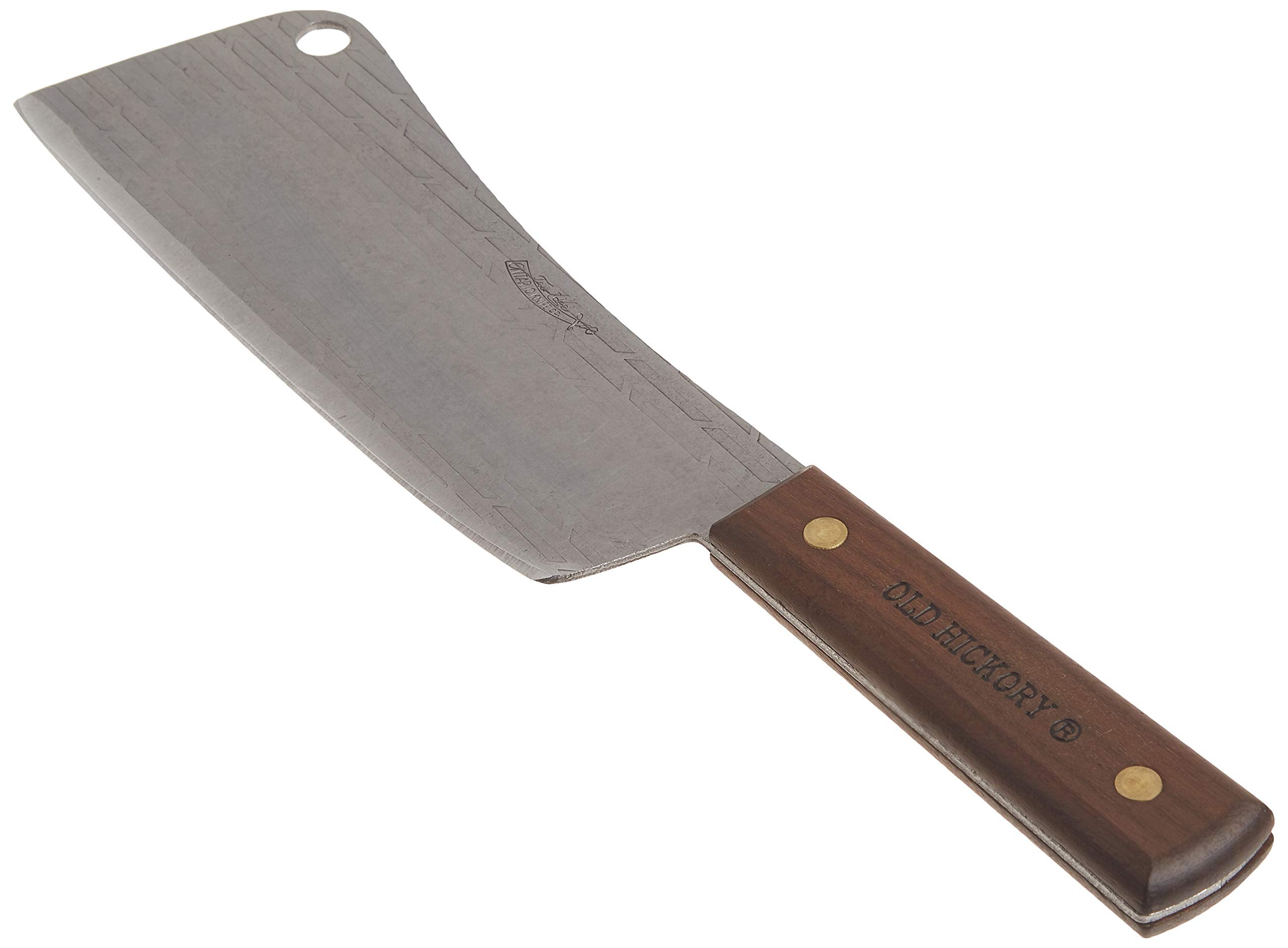 Ontario cuchillo carnicero, agarre antideslizante para seguridad al cortar.