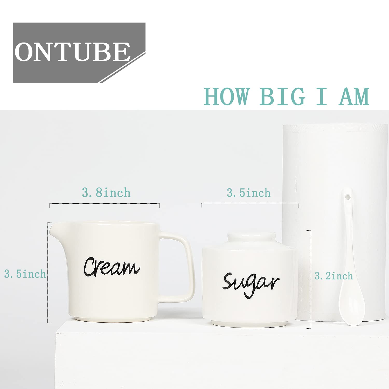 ONTUBE Lechera de porcelana blanco, ideal para servir leche o crema.