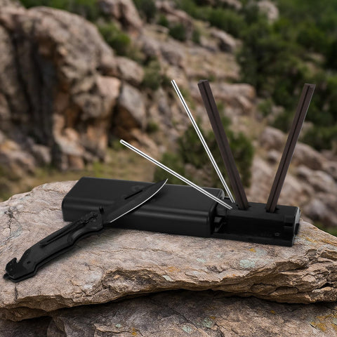 Onylraep afilador triángulo con tapa para almacenamiento compacto.