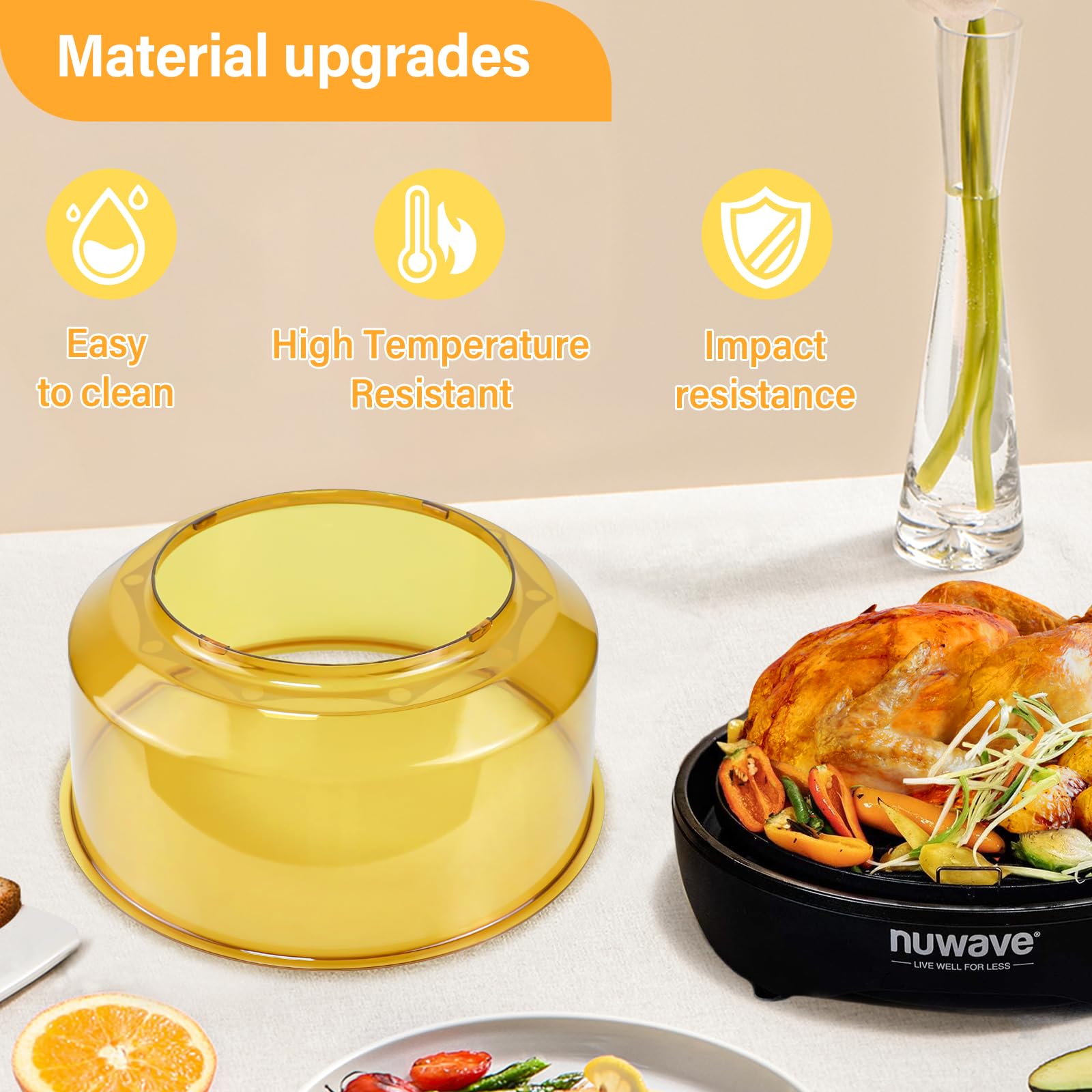 Onylraep domo transparente NuWave Elite, permite ver el progreso.