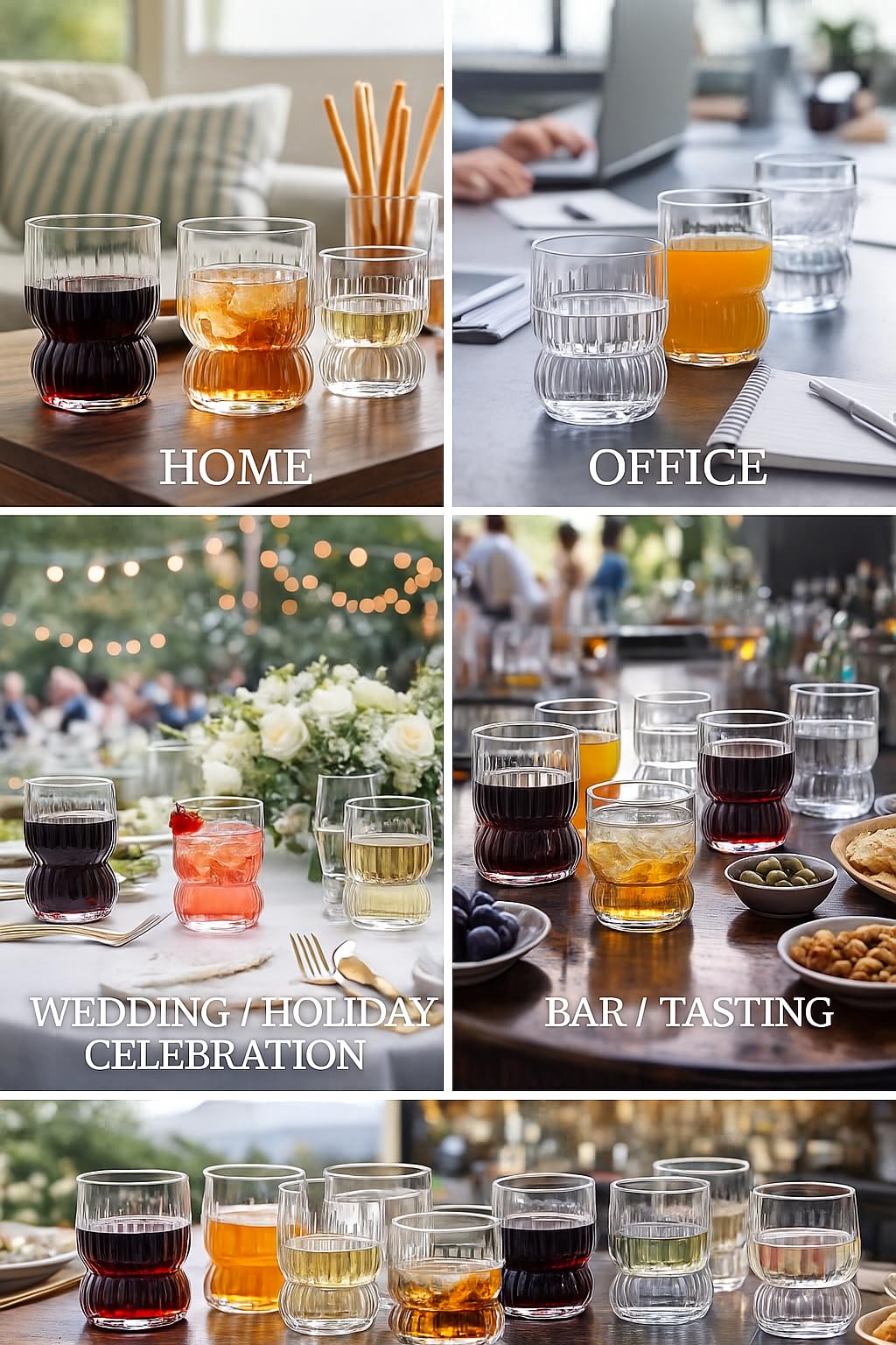 Vasos Oojami transparentes para degustaciones y pruebas de sabor.