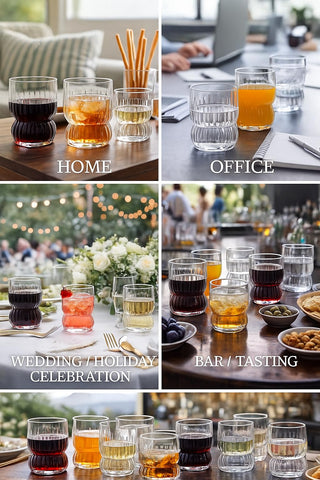 Vasos Oojami transparentes para degustaciones y pruebas de sabor.