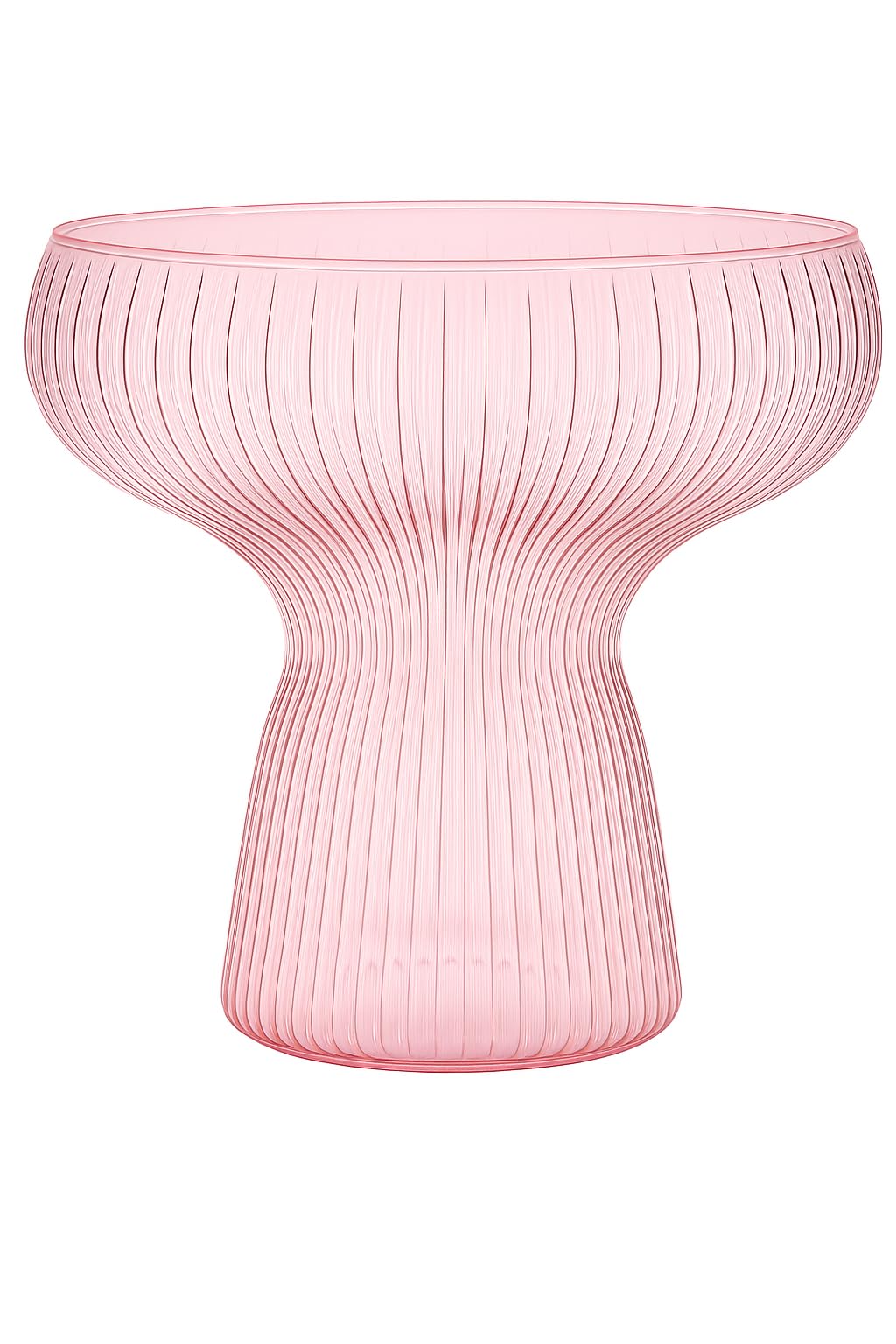 Copa Lunara de plástico rosa ondulado, ideal para cócteles festivos.