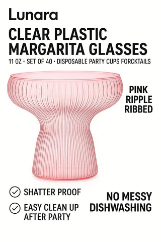 Copa Lunara transparente con rosa ondulada, adecuada para bebidas frías.