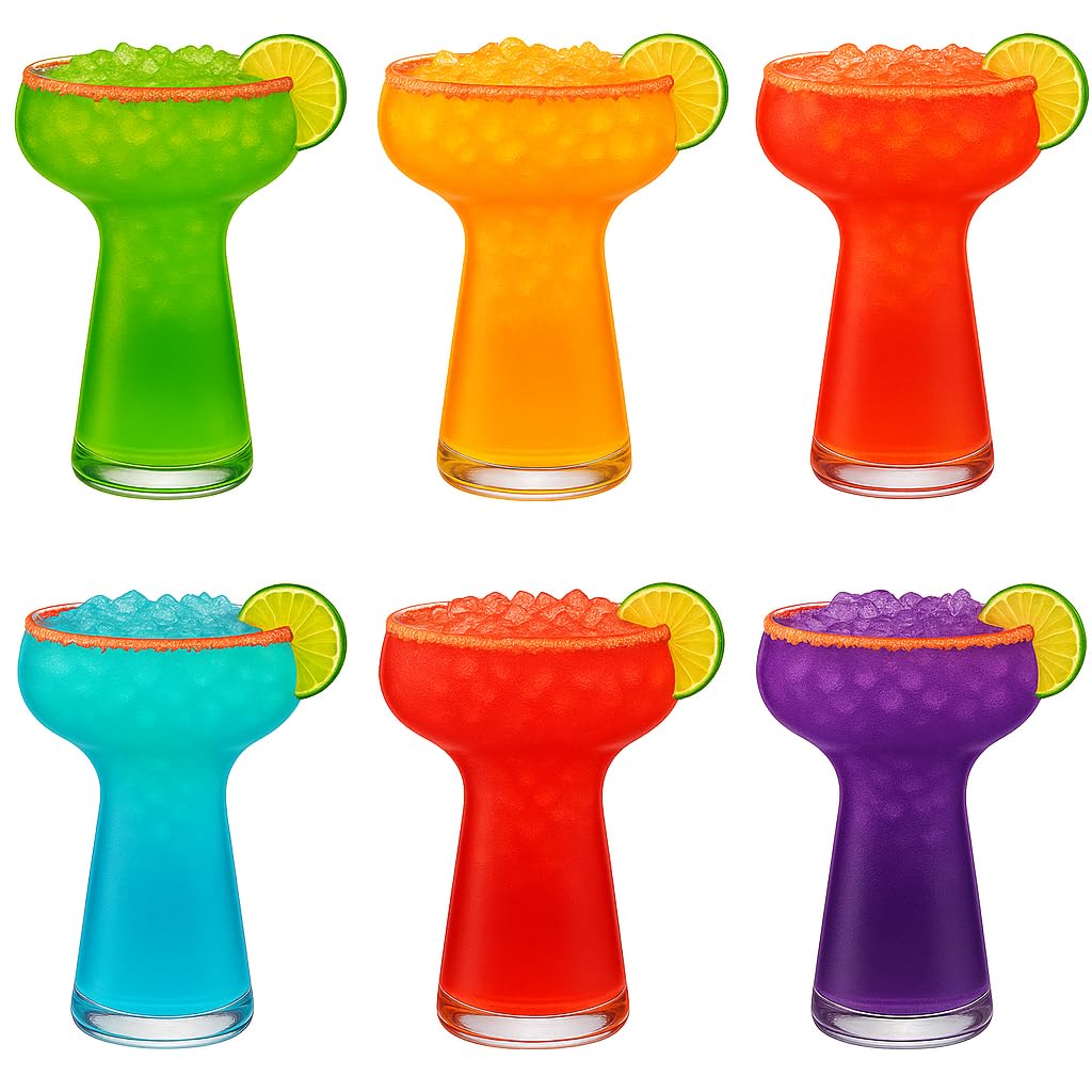 Vaso margarita de Oojami Lunara, plástico transparente 11 oz, ideal para cocteles festivos.